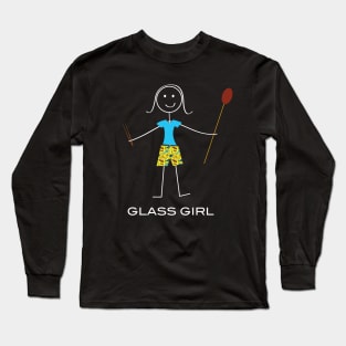 Funny Women Glassblowing Illustrated Glass Girl Stick Figure Long Sleeve T-Shirt